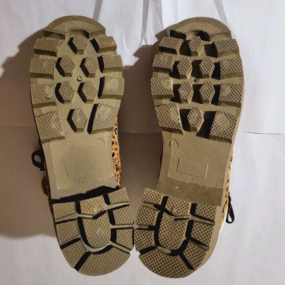 Olivia Miller Ariel Womens 8.5 Combat Boots Leopard Print Faux Suede- Fur Brown - Picture 11 of 14